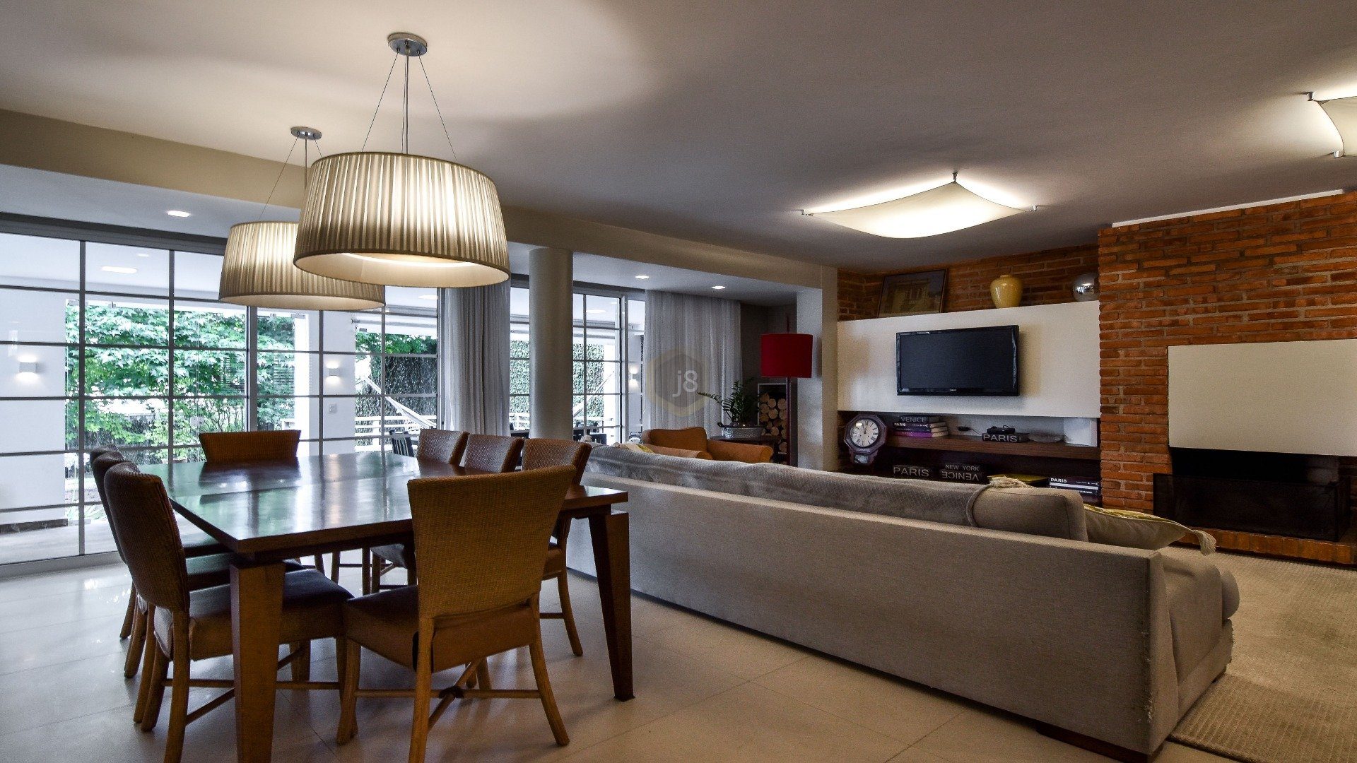 sala de jantar e estar integradas em estilo urbano